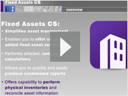 See our asset management software – click to play our Fixed Assets CS video demo