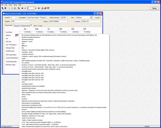 Asset data entry is fast with the Method/Life Wizard (screenshot)