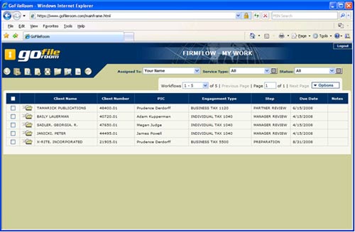 FirmFlow business activity tracking and reporting (screenshot)