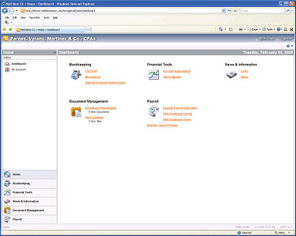 Service options available via NetClient CS portals (screenshot)
