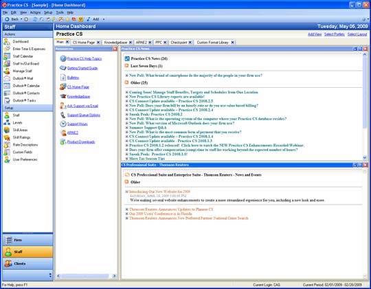 Tracking accounting firm activity with Practice CS (screenshot)