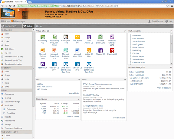 Screenshot: NetFirm CS Administration view