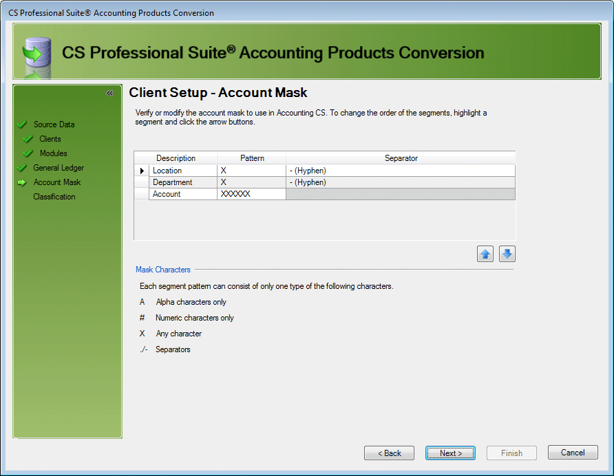 Account mask setup