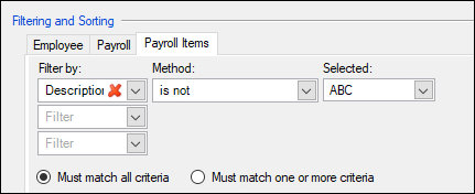 Exclude pay item