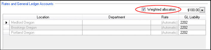 Weighted allocation checkbox in Employee Payroll Item Settings