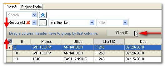 Dragging Client ID to grouping bar