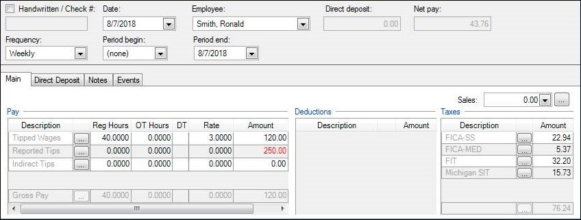 Exclude hours, amount, and net pay