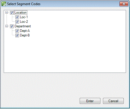 Select Segment Codes dlg
