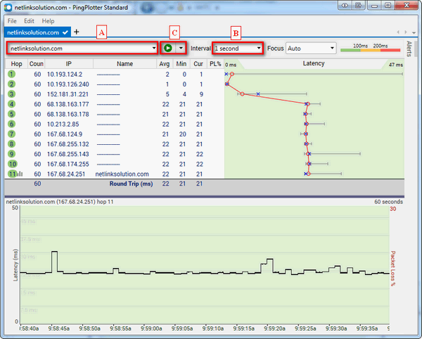 pingplotter found high packet loss